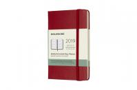 Moleskine: Horizontální týdenní diář 2019 tvrdý červený S